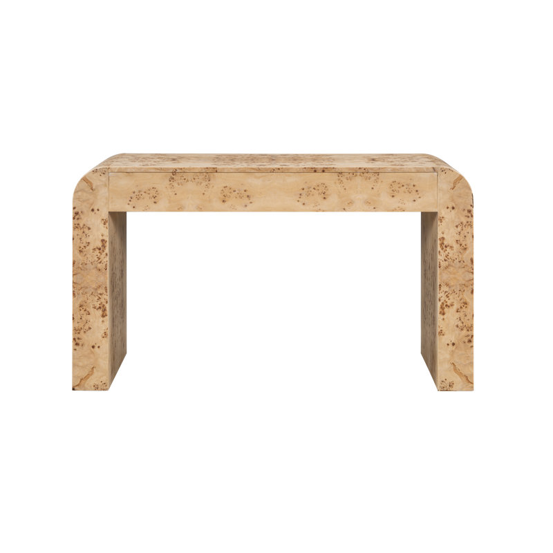 Brea 54'' Writing Desk – Curved Toasted Burl Wood, Modern Sculptural Design, Light Brown