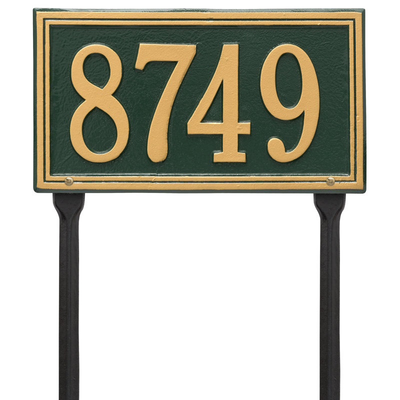 Plaque d'adresse sur 1 ligne Double Line, Oui, Vert et or