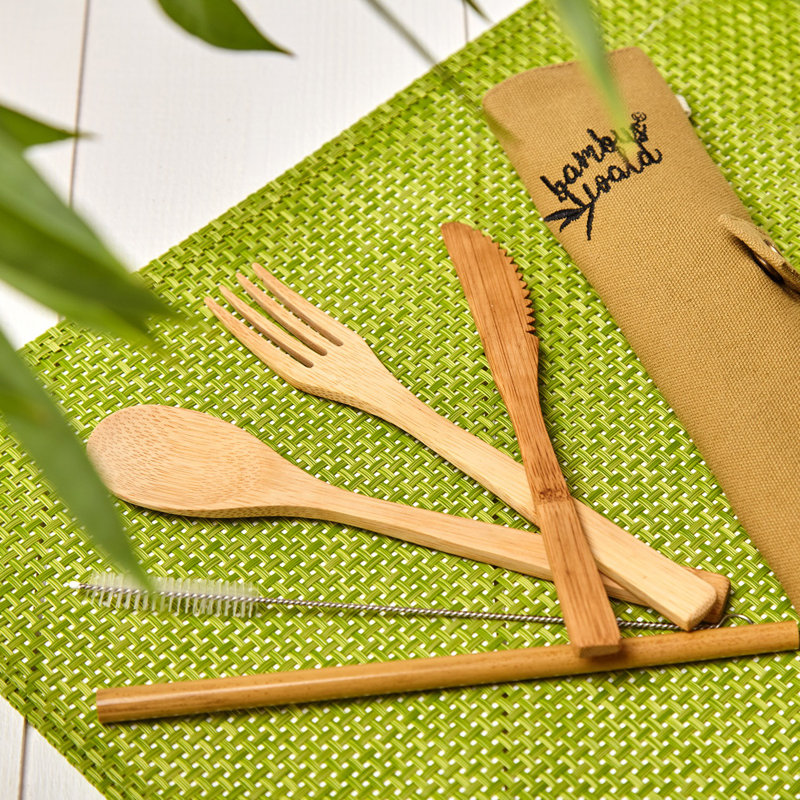 Klarstein Travel Cutlery Set in Brown Bag