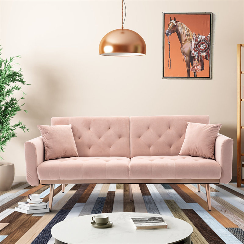 71'' Velvet Sofa, Pink Velvet