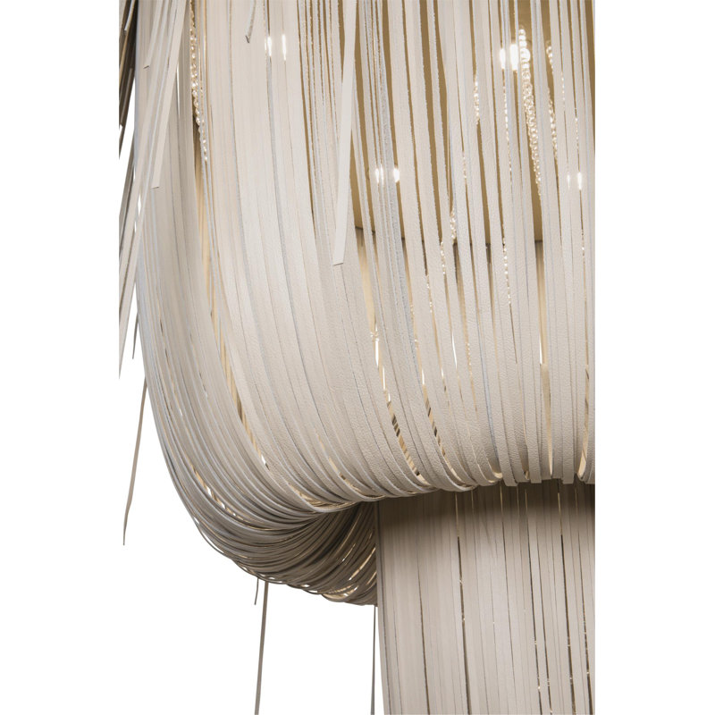 Leather Fringe Chandelier, 98" H x 48" W x 48" D, 7