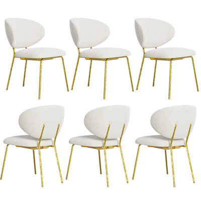 Ensemble de 6 chaises de salle à manger rembourrées White Boucle