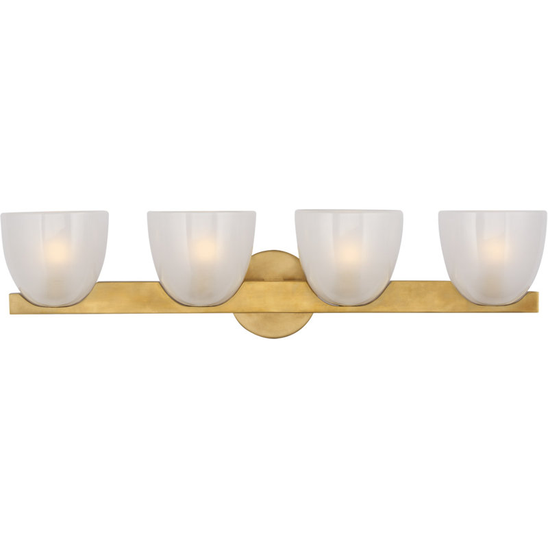 AERIN Carola 4-Light Bath Sconce, Antique Brass, Clear