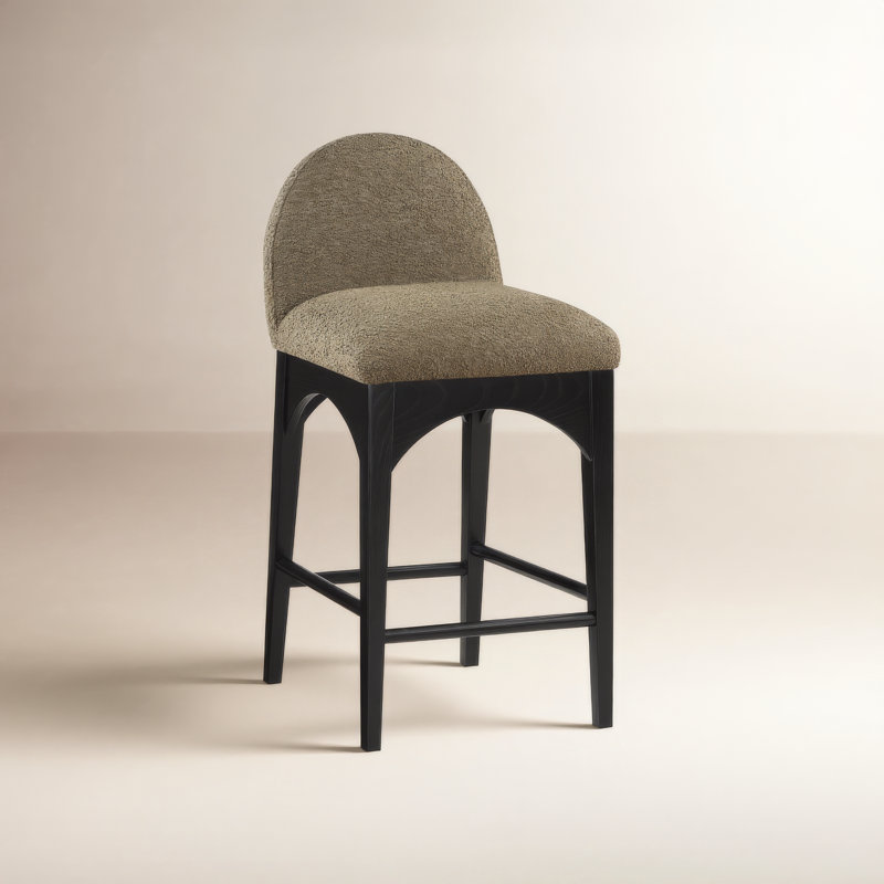 Waldorf Counter Stool, Black, Olive Boucle
