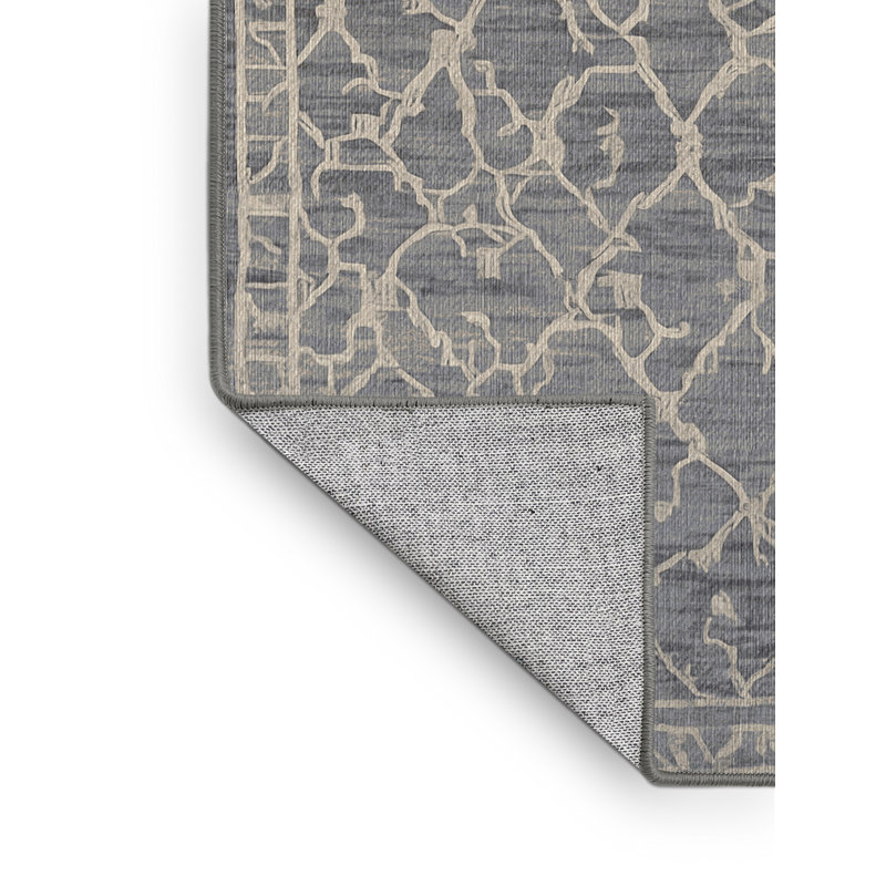 Machine Washable Gray Area Rug, Round 3'