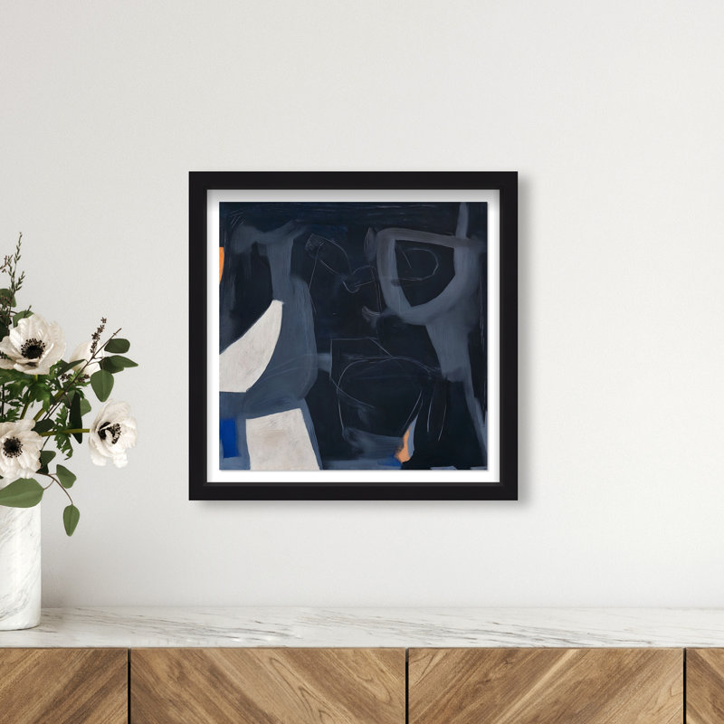 Obscured Voices I Shadowbox Abstract Print by Oliver Gal, Black Frame, 12 x 12, 17.5"H x 17.5"W, Black Frame