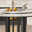 Table de salle à manger ronde de 53 pouces en pierre frittée avec base en acier au carbone noir et rebords arrondis paresseux à rotation lisse de 53,5 po pour cuisine-765287631-765287616