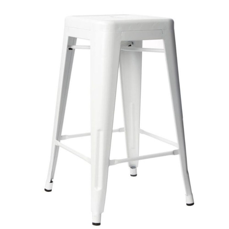 Shanitaortia Counter Stool with Metal Frame, White, Bar Stool (30” Seat Height)