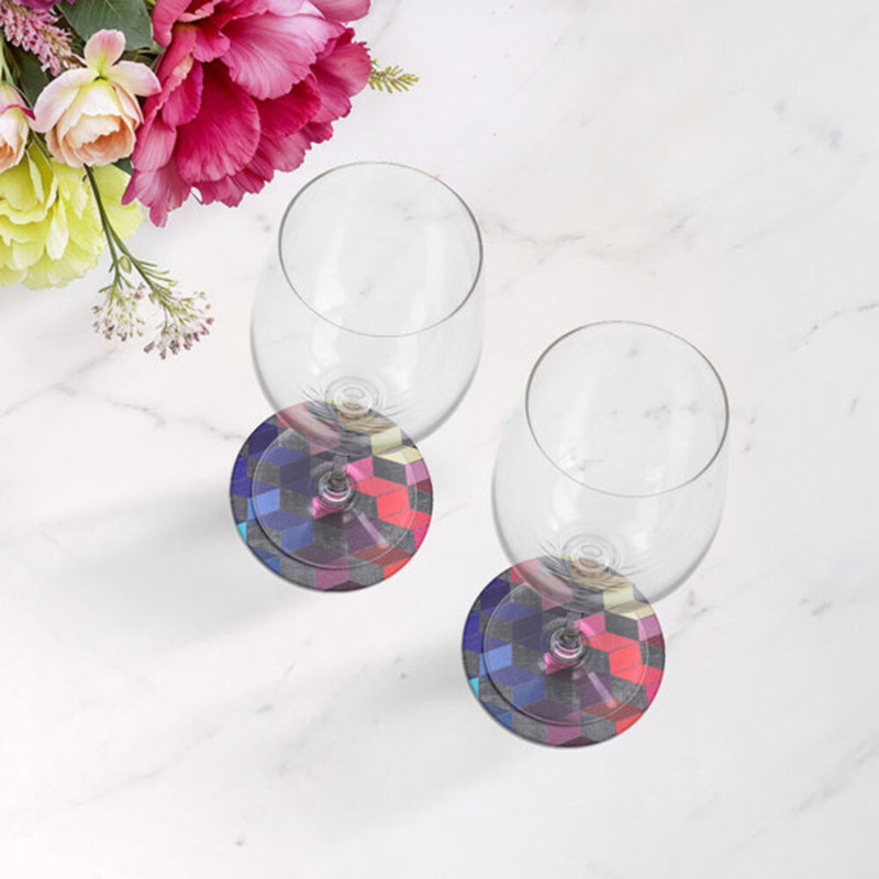 Sous-verres ronds modernes en cuir Vegan, Été