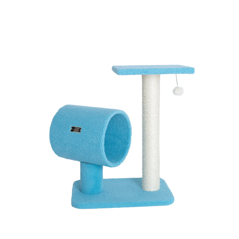 Sky Blue Cat Tree with Sisal Scratching Post and Tunnel