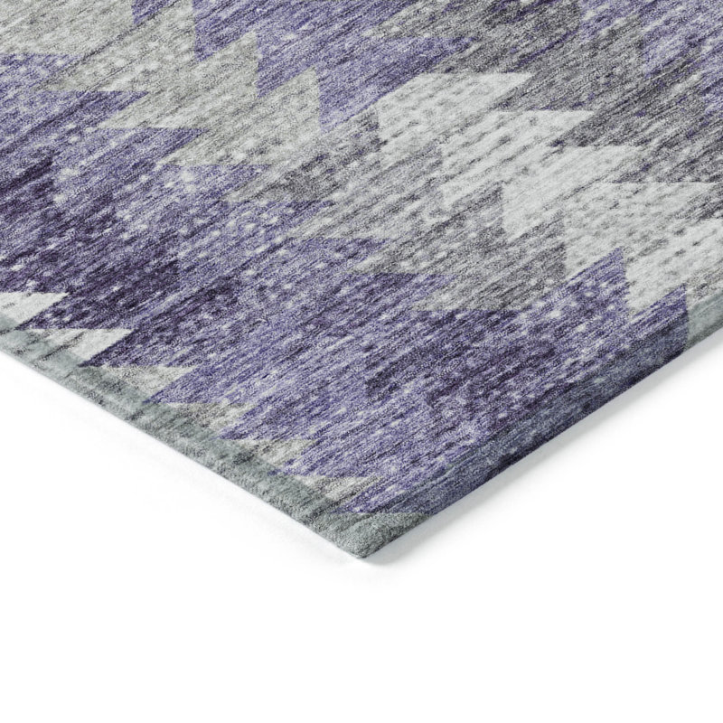 Tapis intérieur lavable à motif géométrique 3 pi x 5 pi gris