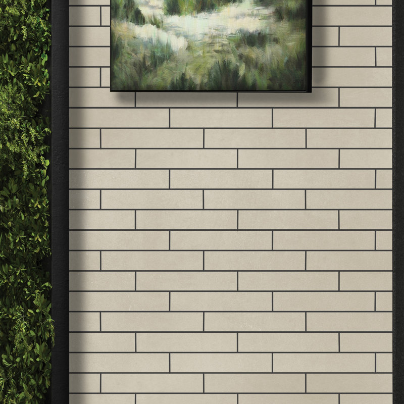 High Street 3'' W x 15'' L Porcelain Concrete Look Singular Tile, Champagne
