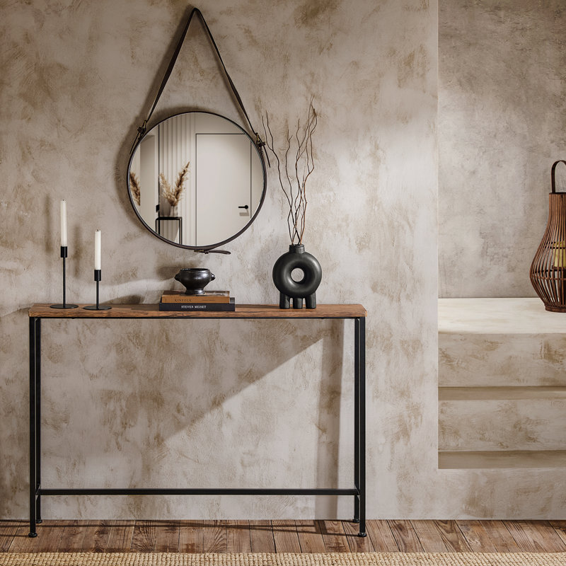Console Table Narrow Hall Side Table for Hallway, Living Room,Behind Sofa,Small,Natural Wood,47.2"W x 7.9"D x 31.5"H, Brown