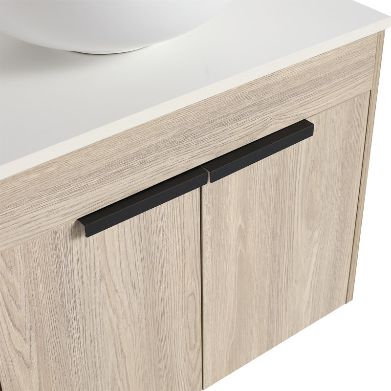 Meuble-lavabo mural simple 23,6 po avec meuble-lavabo en pierre frittée Orlandria