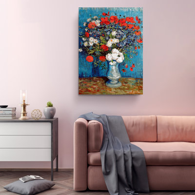 «Still Life Vase Cornflowers Poppies Reproduction» par Vincent Van Gogh - peinture sur toile tendue