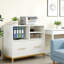 Classeur polyvalent avec tiroir, étagère ouverte et surface supérieure, pour bureau Essentials, métal doré E1, profondeur de 36,24 pouces, largeur de 15,99 po, tringle à hauteur réglable pratique de 30,91 po, 3