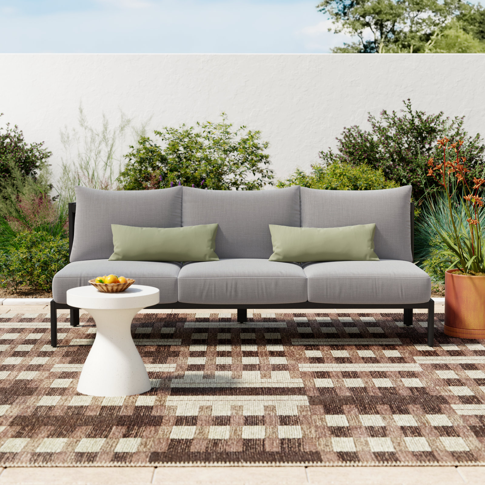 Melwood 78'' Wide Straight Aluminum Patio Sofa with Cushions
