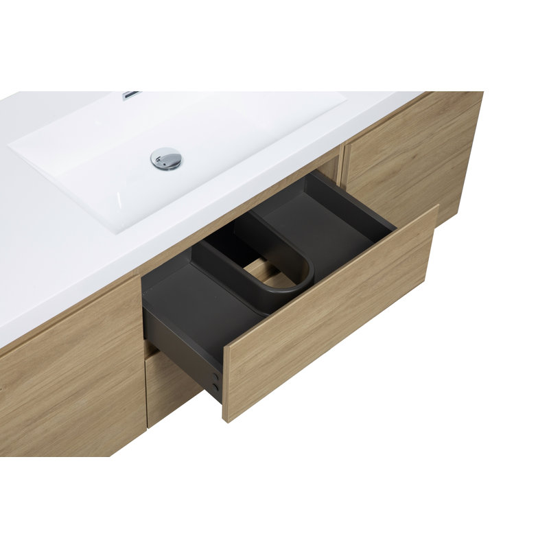 Meuble-lavabo flottant avec lavabo et meuble-lavabo, Chêne