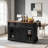 Farmhouse Kitchen Island with Storage, Sliding Barn Doors, Metal Grid Side Door, and Rolling Wheels for Versatile Use-530883019