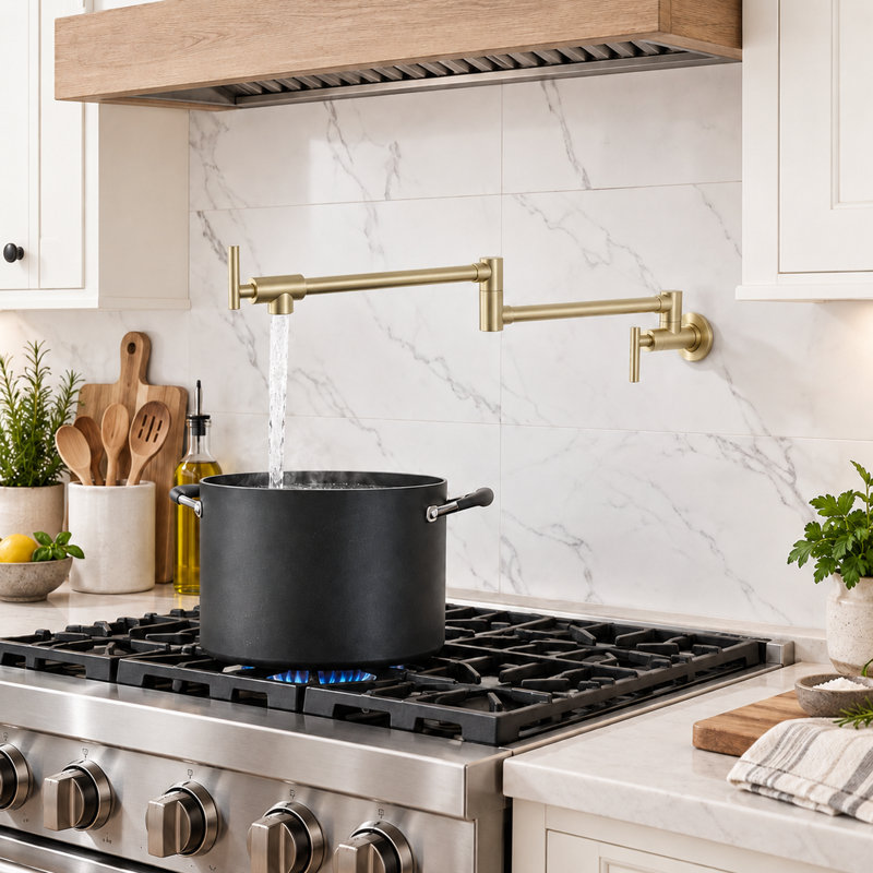 Wall Mounted Pot Filler, Brushed Gold