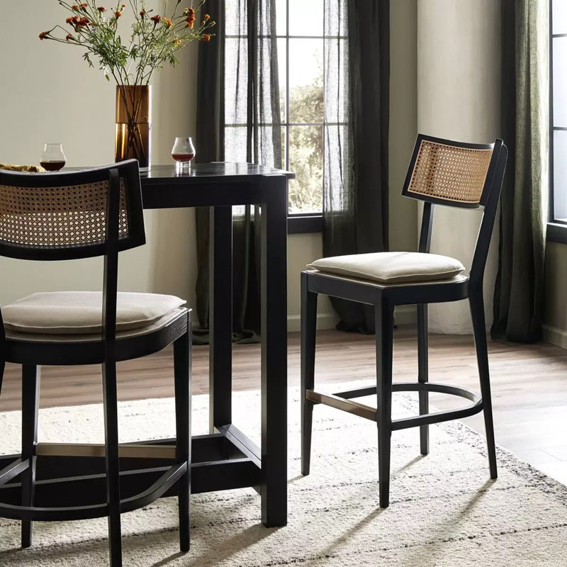 Curve Cane Counter Stool, Black