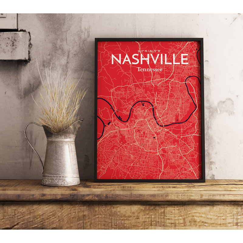 Nashville City Map - No Frame Print, 61cm H x 45.7cm W x 0.13cm D