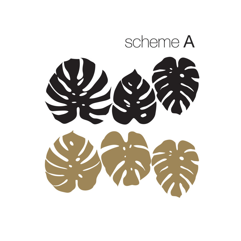 Adhésif décoratif feuilles Monstera, Noir / doré