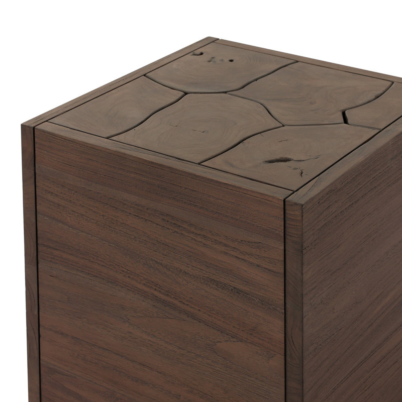 Ridge Outdoor Square End Table-Stained Saddle Brown
