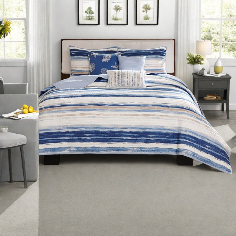 Ensembles de literie confortables en coton 6 pièces, style côtier pour une détente accrue