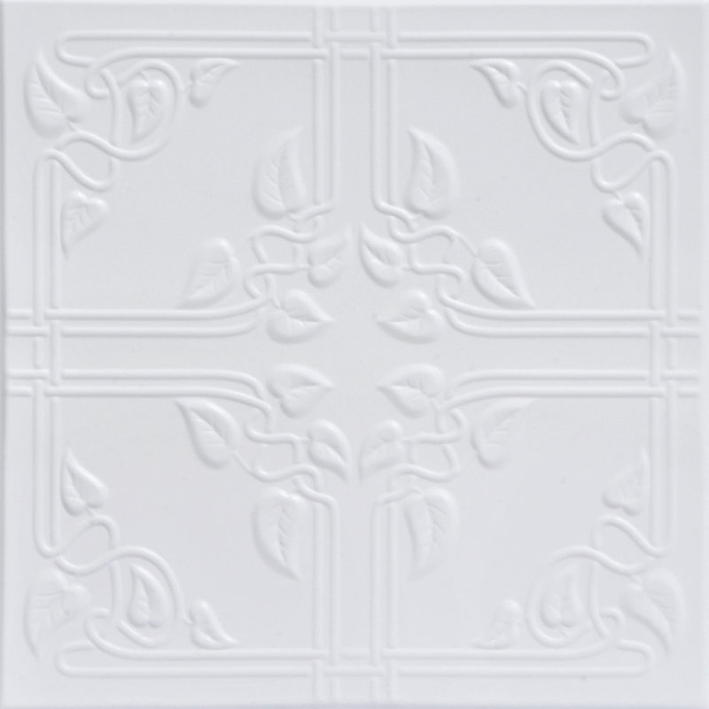 Ultra Pure White Polystyrene Ivy Leaves Ceiling Tile