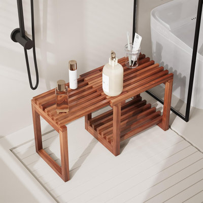 Banc de 29 po avec tabouret de douche imperméable et réglable avec tablette de rangement, idéal pour l'intérieur, le spa et les sièges confortables pour adultes et personnes âgées