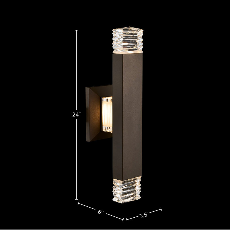 Tapatta Esterno 2 LT Outdoor Bronze Fluorcarbon/Clear Wall Sconce Allegri, 18" H x 5.5" W x 6.5" D