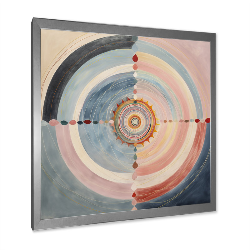 Serendipity In Retro Pink Pastel - Abstract Spirals, art mural sur toile, H 16 po x l 16 po x P 1 po, Cadre simple argenté