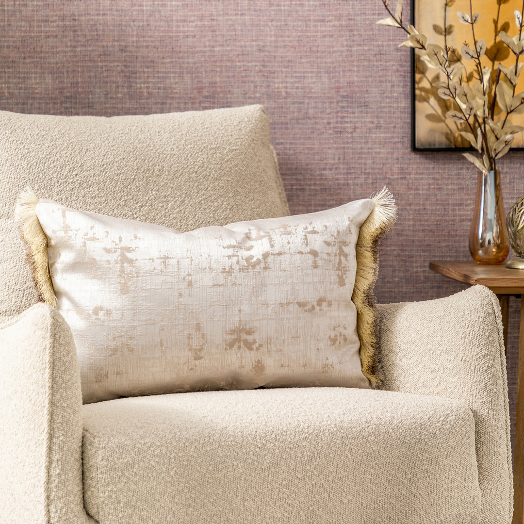 Feathers Abstract Rectangular Lumbar Cushion with Filling