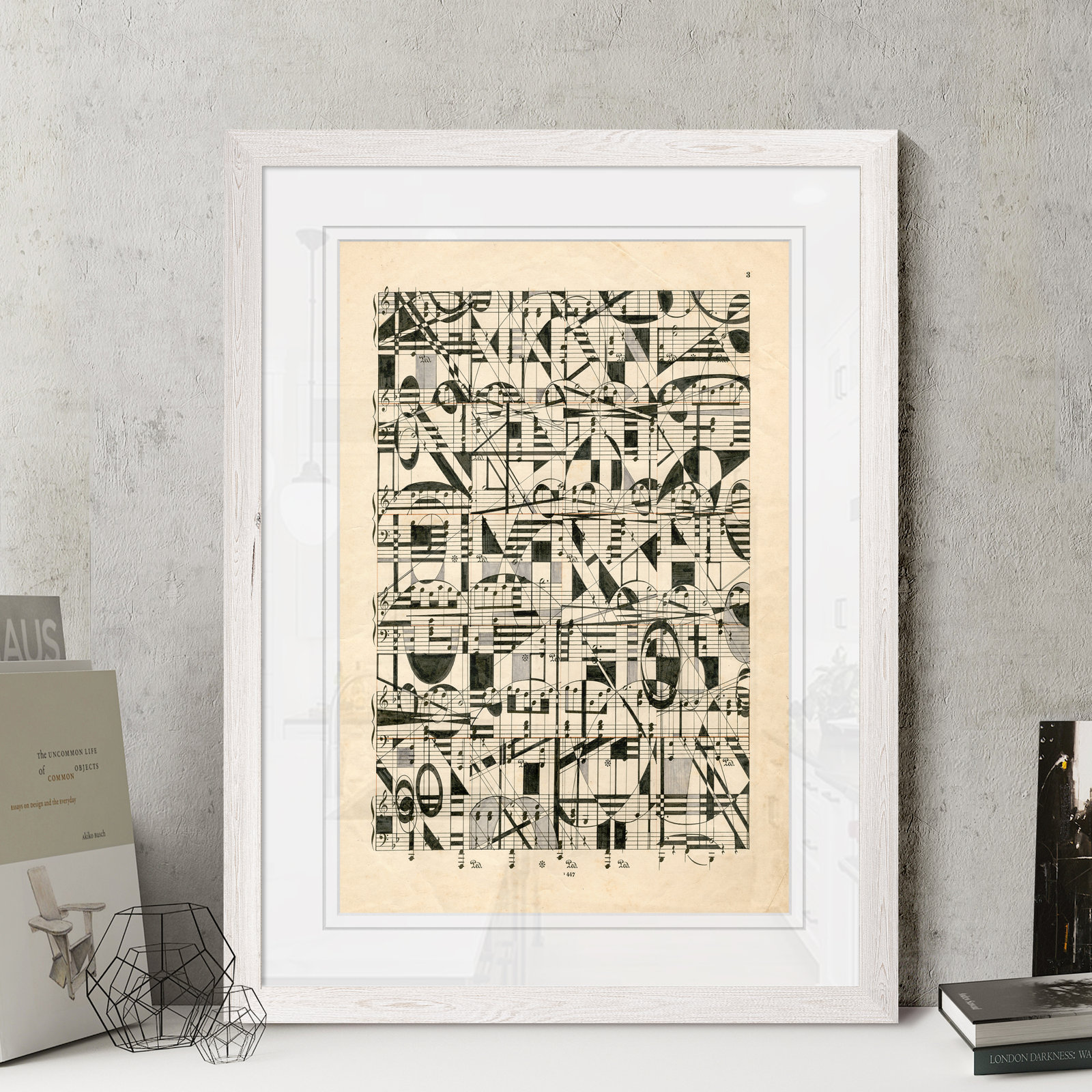 Graphic Notes Painting by Paul Cezanne, 38" H x 28" W x 1.25" D, White Framed Print