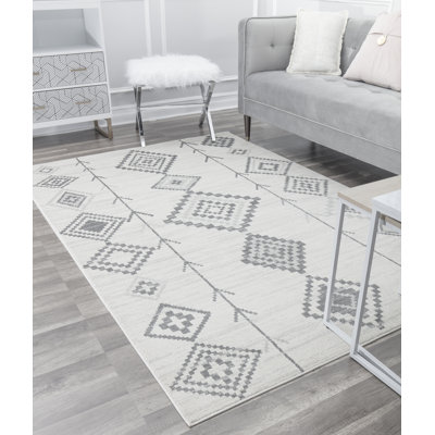 Bodrum Tribal Native White Area Rug