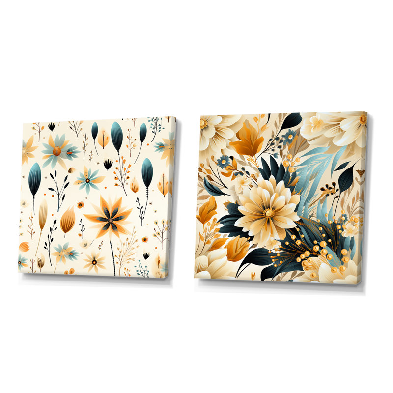 «Earthy Elegance», ensemble de 2 reproductions d'art sur toile florales, H 36 po x l 73 po x P 1,5 po, Toile tendue
