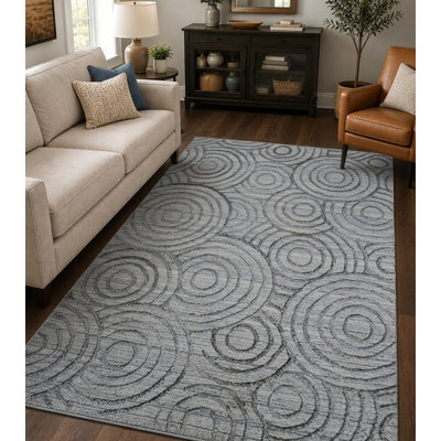 Hand Woven Geometric Polypropylene Light Gray Rectangle Indoor Area Rug
