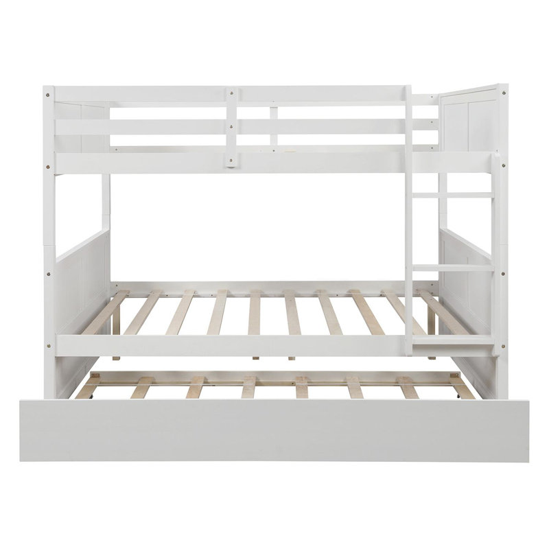 Abdia Solid Wood Standard Bunk Bed with Trundle by Harriet Bee, White