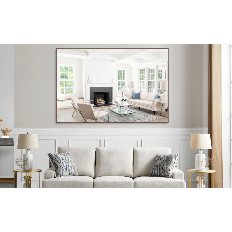 Miroir mural 72 po x 48 po en aluminium avec plateau amovible pour le vestiaire de la salle de bain, suspension horizontale verticale dans les tons jaune et corail