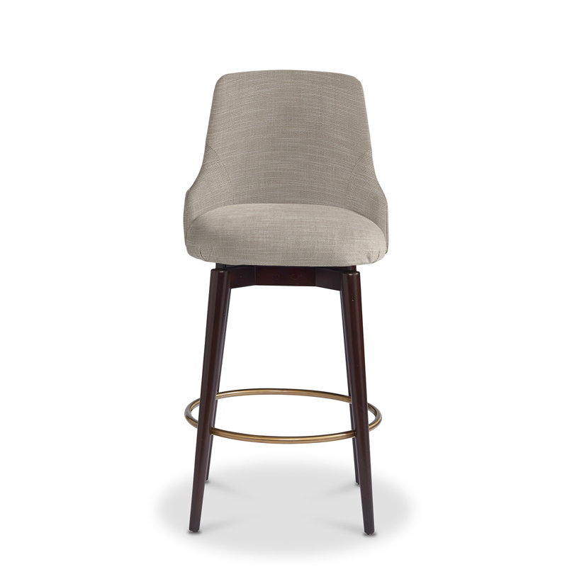 Zoe Upholstered Stool, Bar Stool (30” Seat Height), Flax