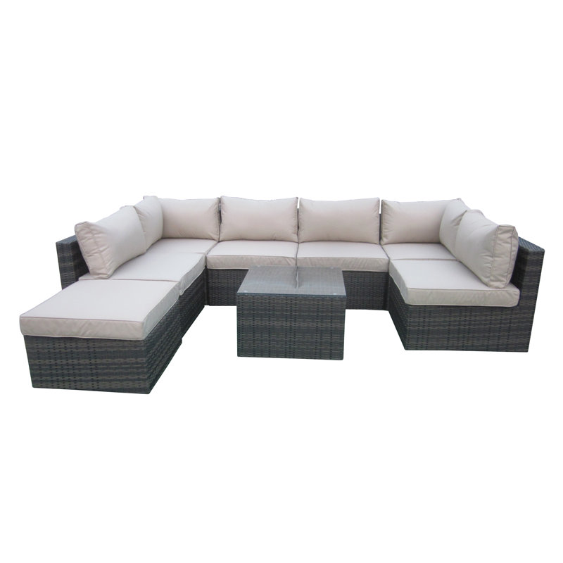 Hallur 7 - Person Conversation Set, Beige, Mix Brown