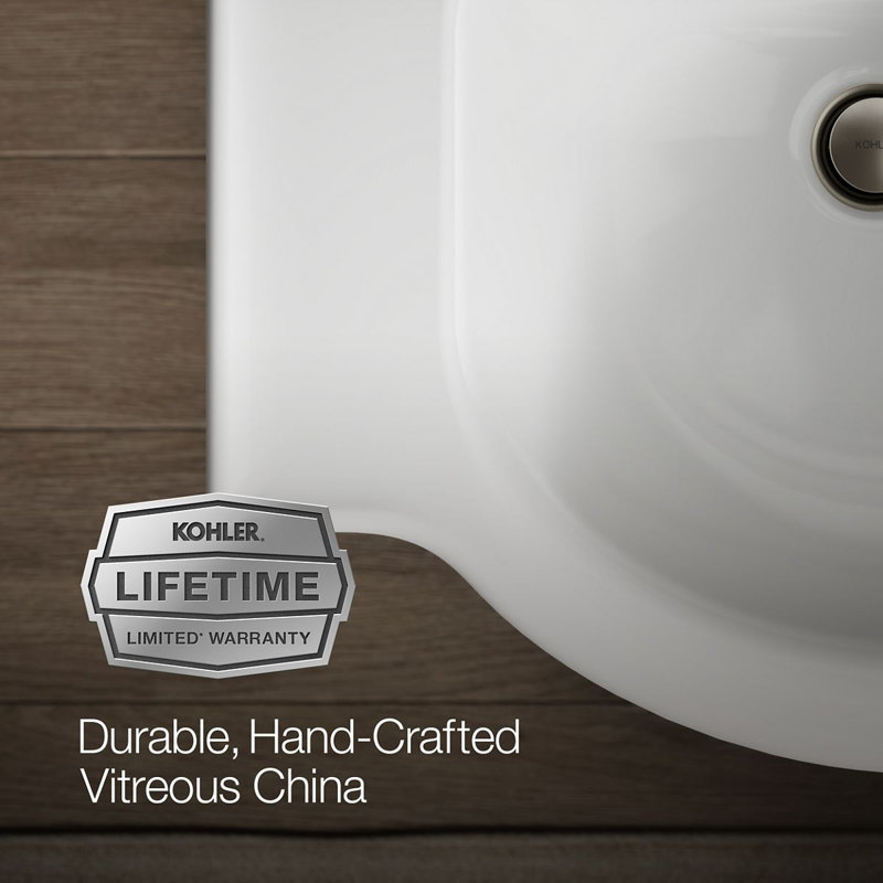 Veer™ Ceramic Pedestal Bathroom Sink with Overflow, White, Single, 35.5" H x 24" L x 18.25" W