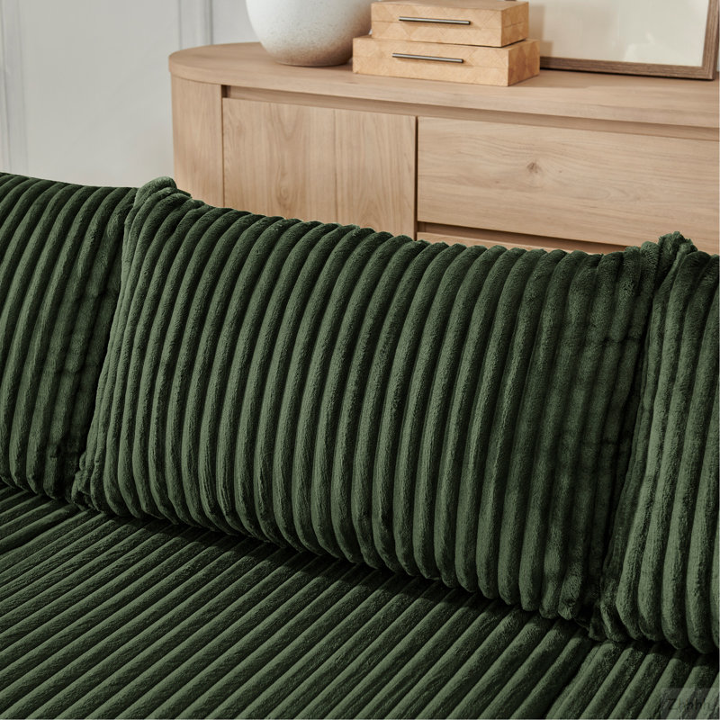 Canapé modulaire compact en velours côtelé avec un style minimaliste moderne, Green Corduroy
