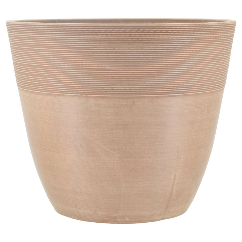 Pot à fleurs en plastique gravé Myrtlewood, H 10 po x l 12 po x P 12 po, Taupe