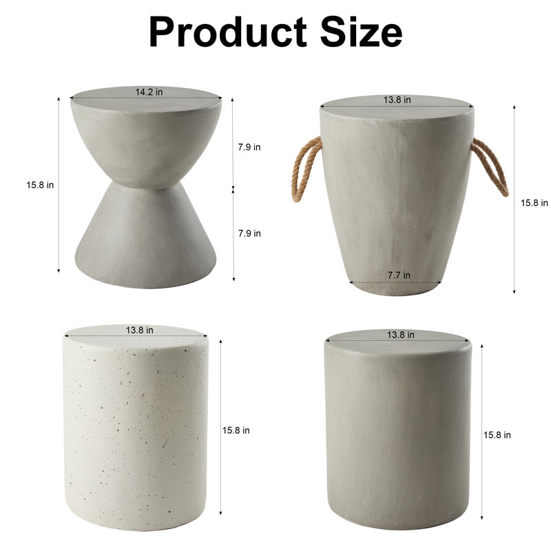 Table d'appoint en béton pour l'intérieur et l'extérieur, Gris