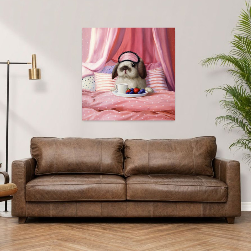 Petit déjeuner au lit, art contemporain de lapin Urban Forest, H 36 po x l 36 po