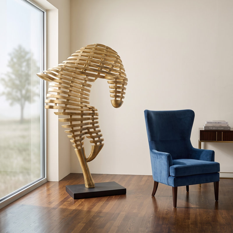 Sculpture de cheval moderne et abstraite en métal et aluminium avec silhouette artistique contemporaine