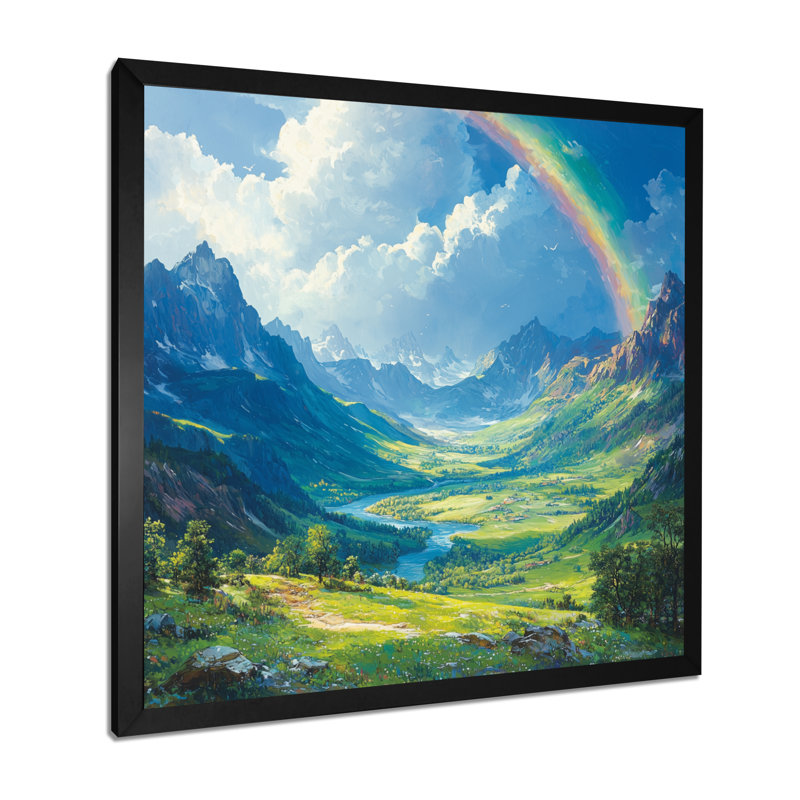 Graehl arc-en-ciel dans la vallée de la montagne I - art mural arc-en-ciel, H 36 po x l 36 po, Noir, noir, noir, noir