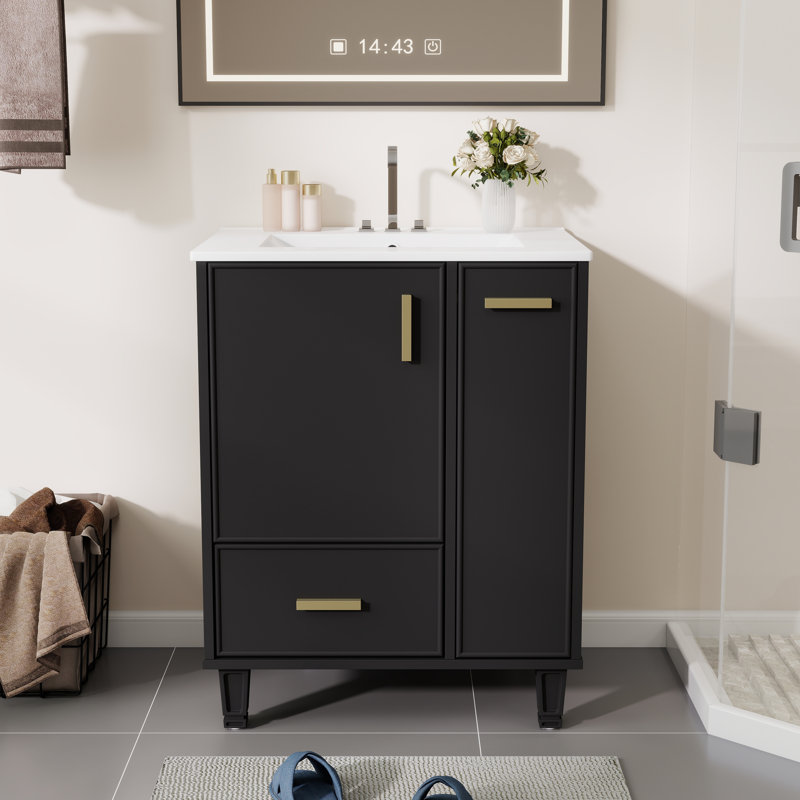 Meuble-lavabo 24 po avec lavabo, Noir